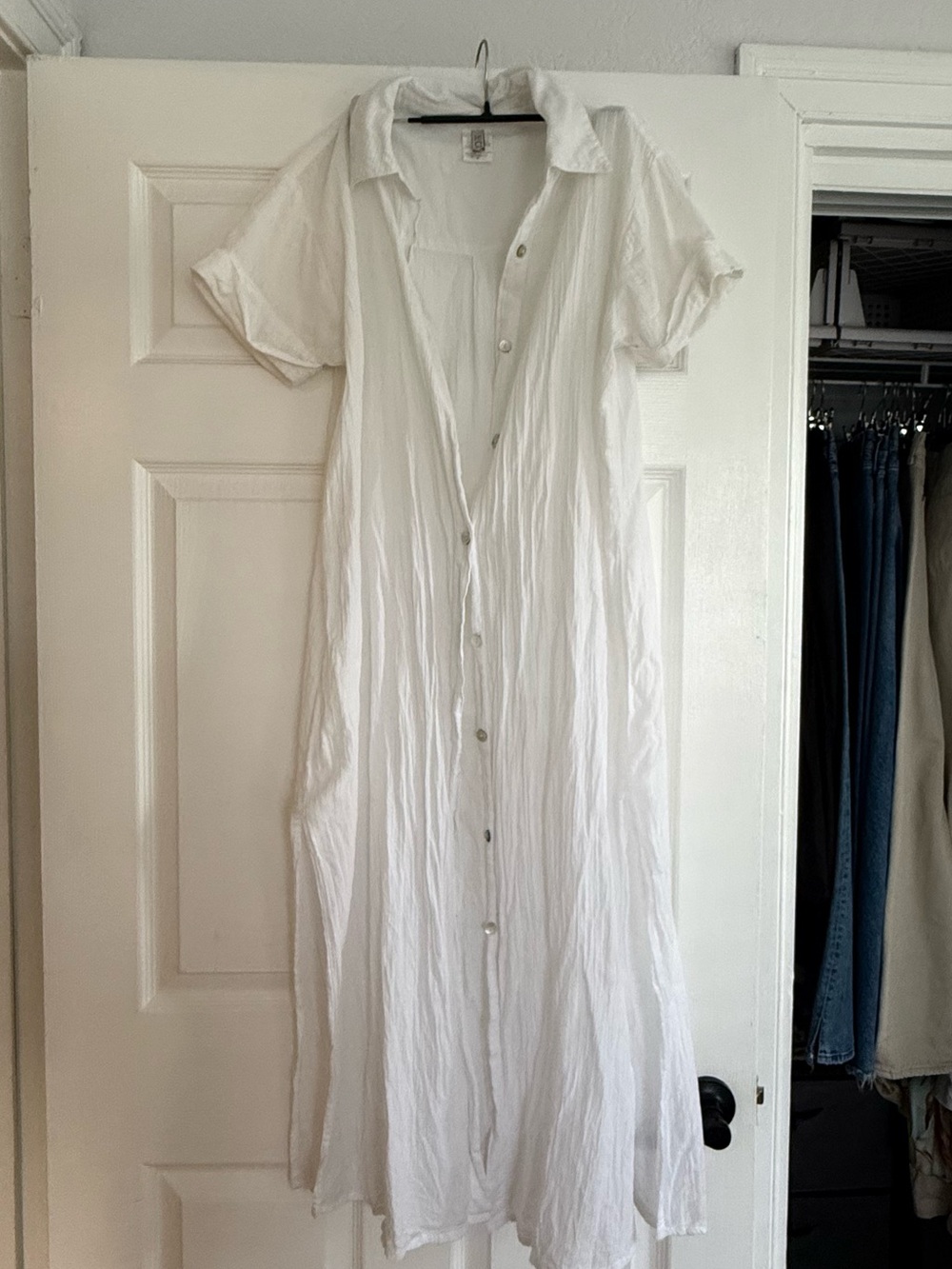 BECCA White Button-Front Maxi Coverup Dress